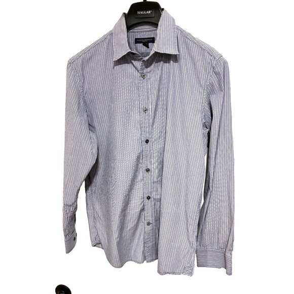 Banana Republic Men's Casual Button-Up Shirt Gray Blue Cotton Sz M 15 15 1/2 - Picture 1 of 5